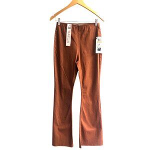 TINSELTOWN -WOMENS BROWN PULL ON FLARE CORDUROY PANTS - HI-RISE SIZE 3